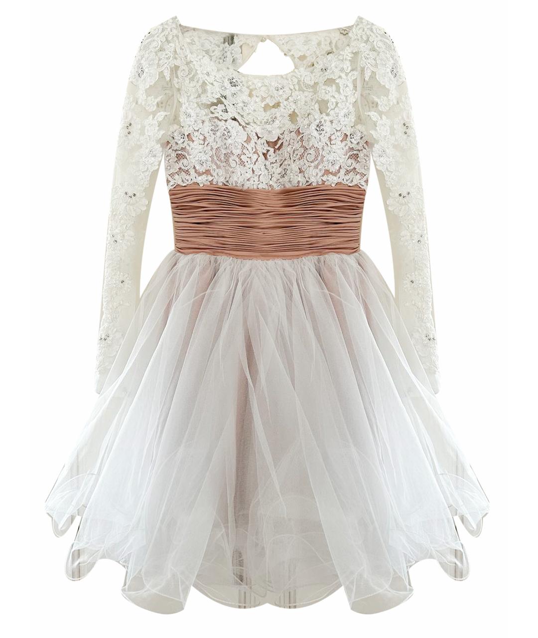 SHERRI HILL Белое сетчатое коктейльное платье, фото 1