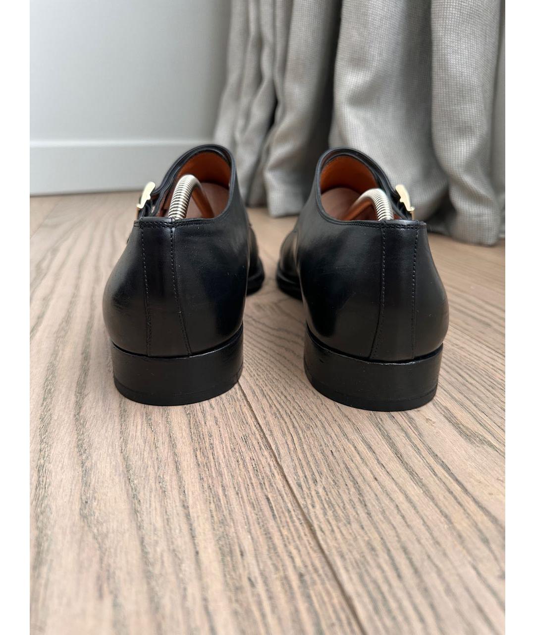 SANTONI Черные кожаные низкие ботинки, фото 3