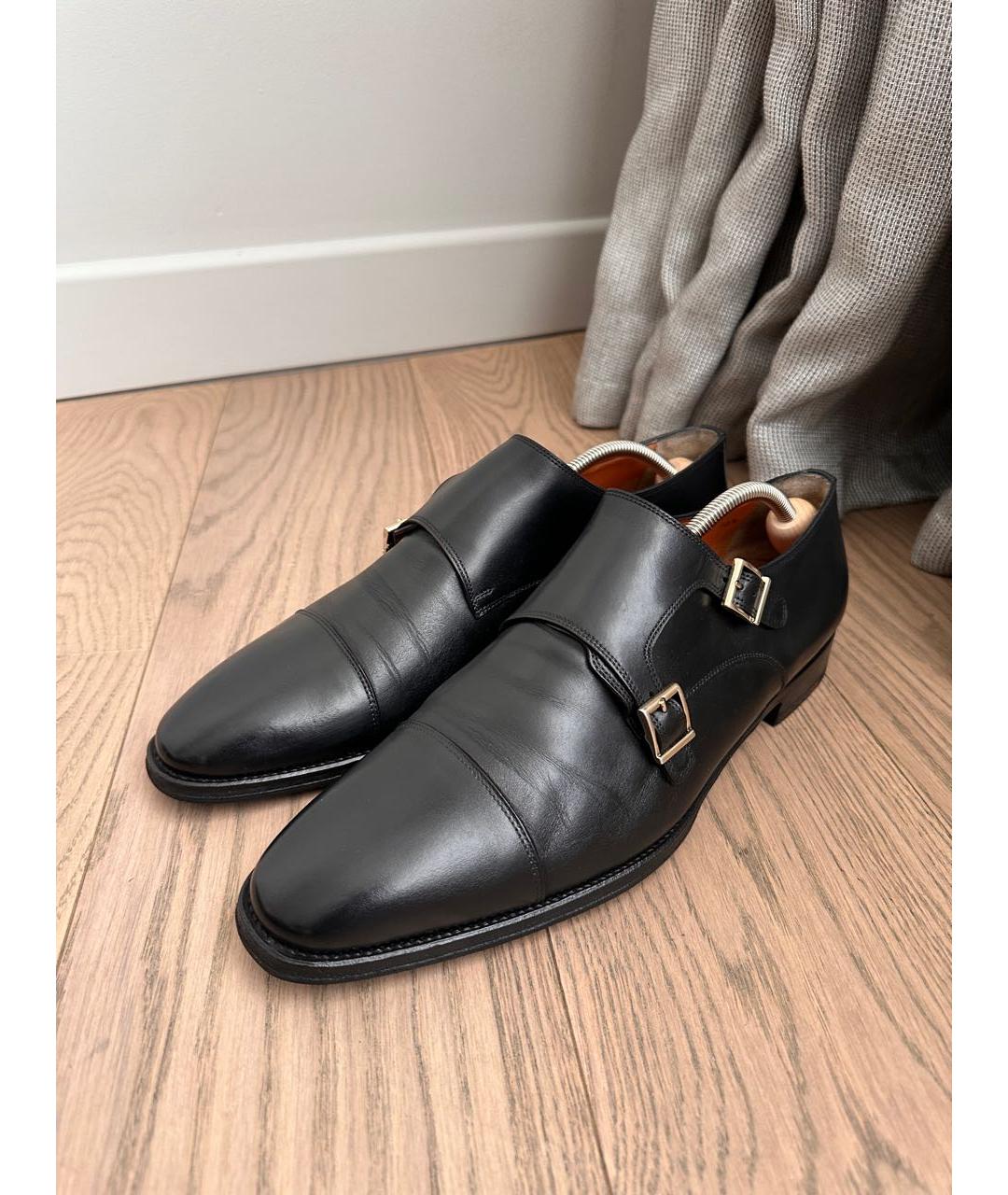 SANTONI Черные кожаные низкие ботинки, фото 4