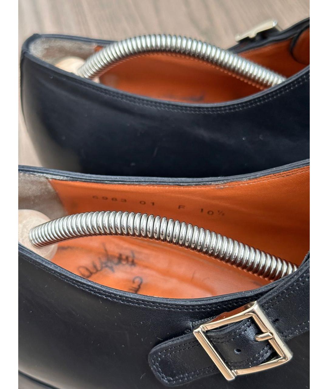 SANTONI Черные кожаные низкие ботинки, фото 6