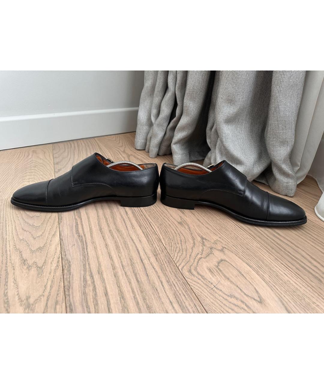 SANTONI Черные кожаные низкие ботинки, фото 8