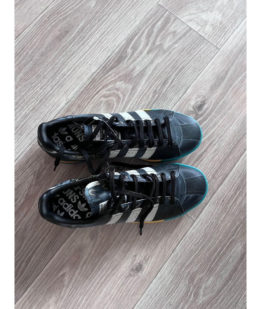 ADIDAS X RAF SIMONS Черные кожаные низкие кроссовки / кеды, фото 4