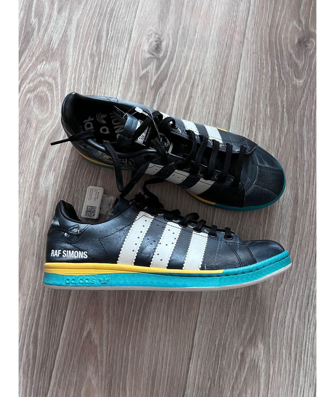 ADIDAS X RAF SIMONS Черные кожаные низкие кроссовки / кеды, фото 6