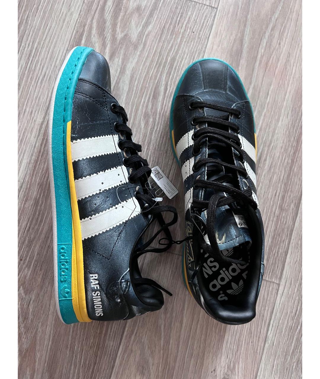 ADIDAS X RAF SIMONS Черные кожаные низкие кроссовки / кеды, фото 5