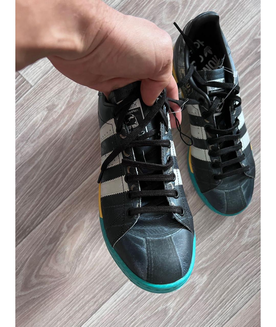ADIDAS X RAF SIMONS Черные кожаные низкие кроссовки / кеды, фото 3