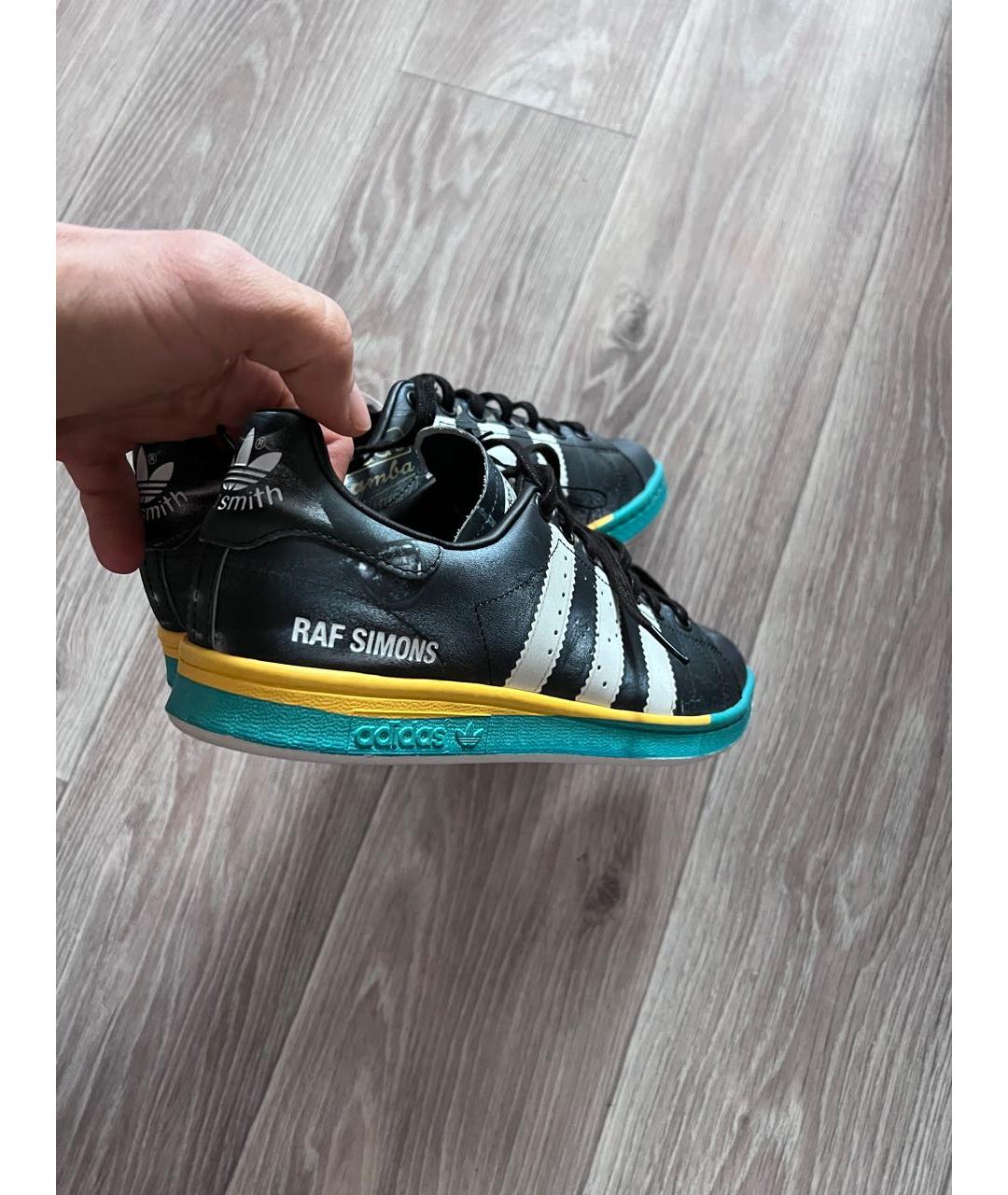 ADIDAS X RAF SIMONS Черные кожаные низкие кроссовки / кеды, фото 2