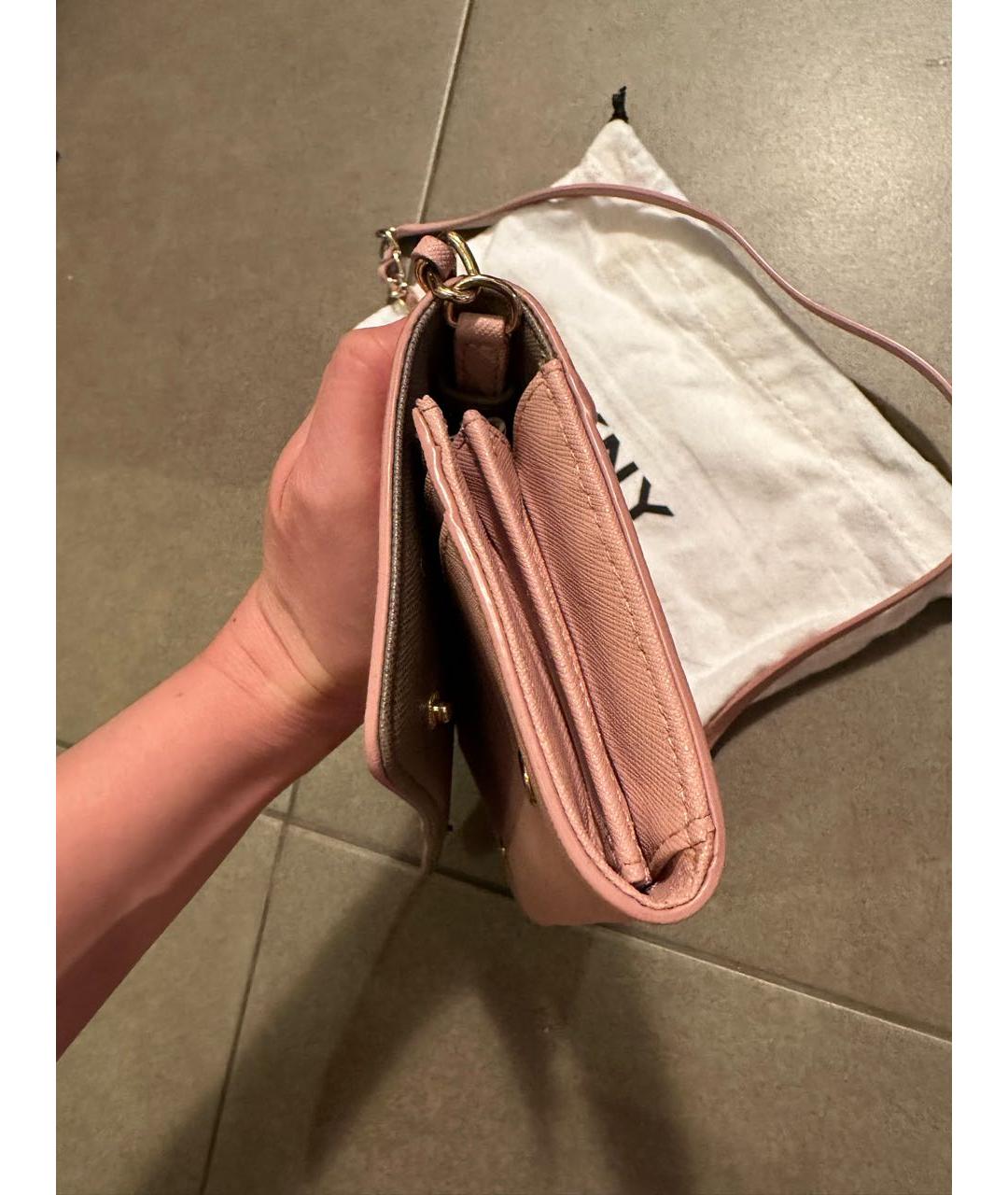 DKNY Розовая кожаная сумка через плечо, фото 7