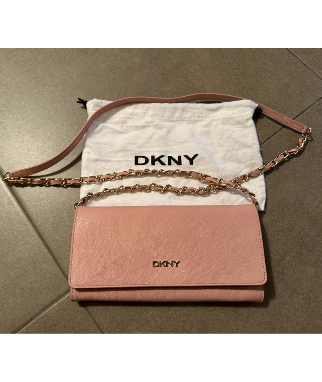 DKNY Розовая кожаная сумка через плечо, фото 9