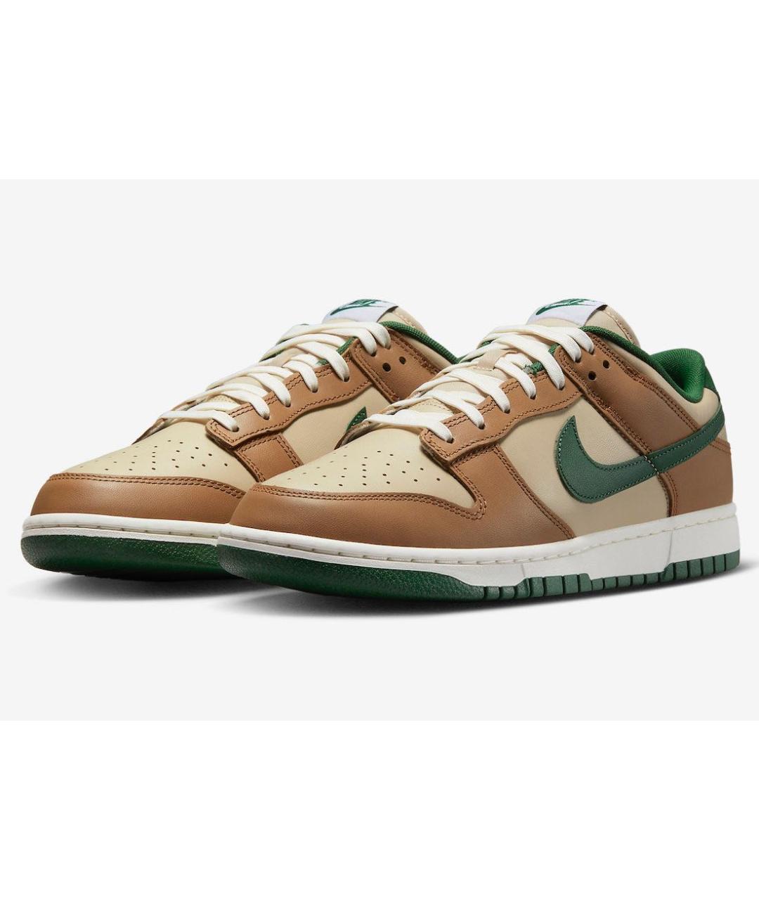 NIKE Коричневые кожаные низкие кроссовки / кеды, фото 2