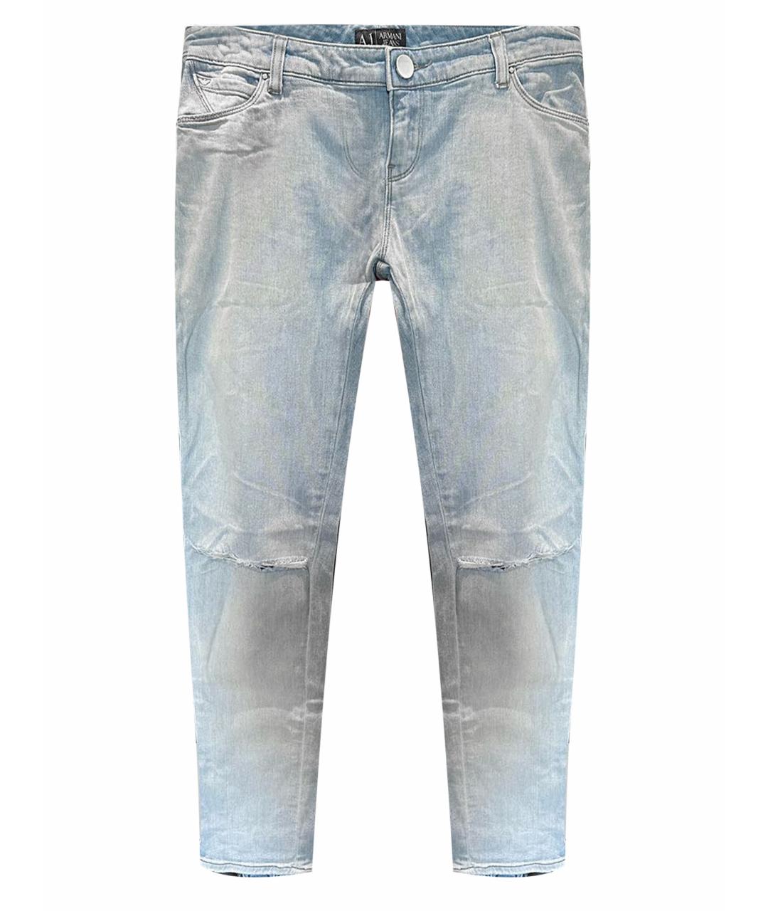 ARMANI JEANS Голубые хлопковые джинсы слим, фото 1