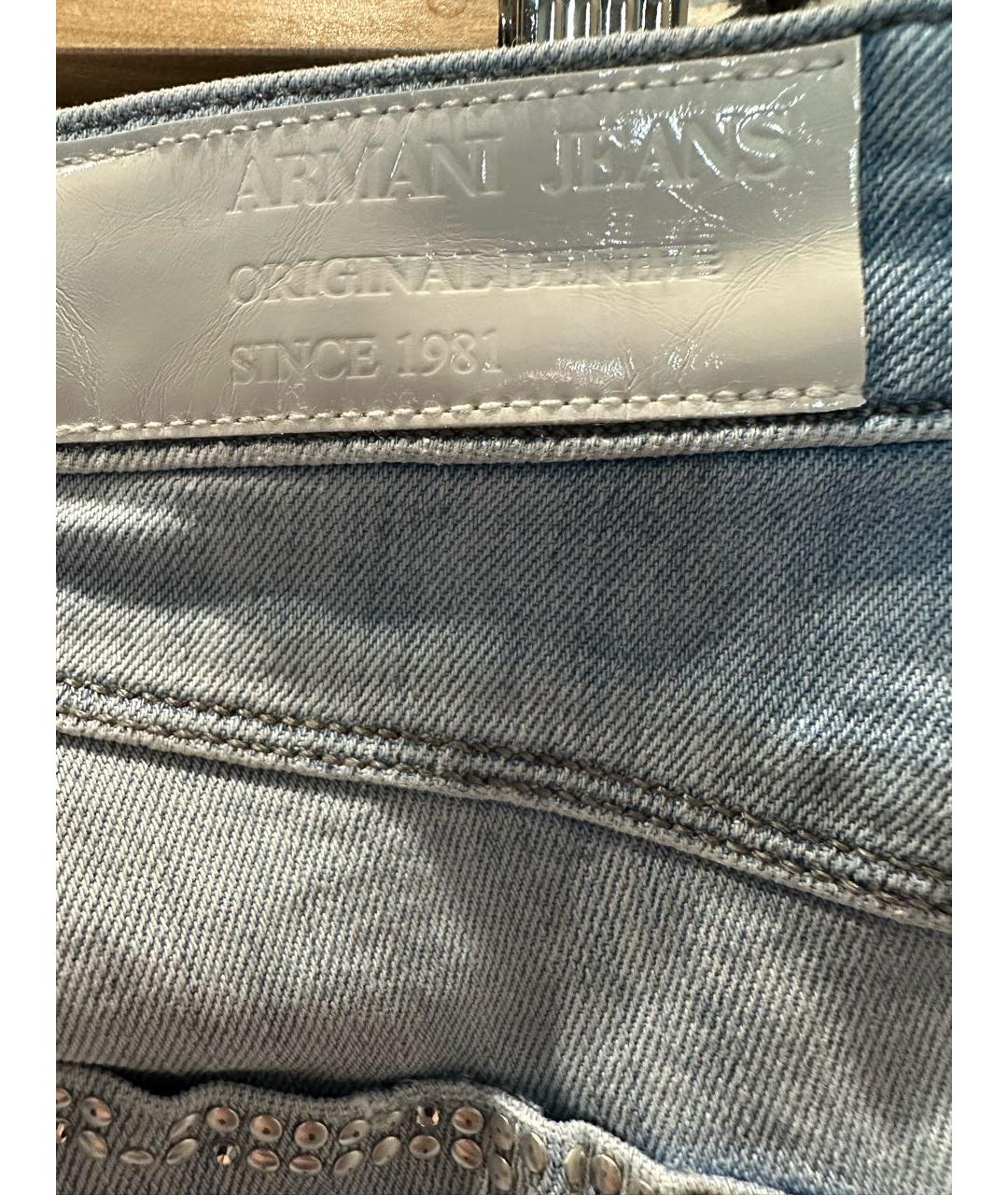ARMANI JEANS Голубые хлопковые джинсы слим, фото 7
