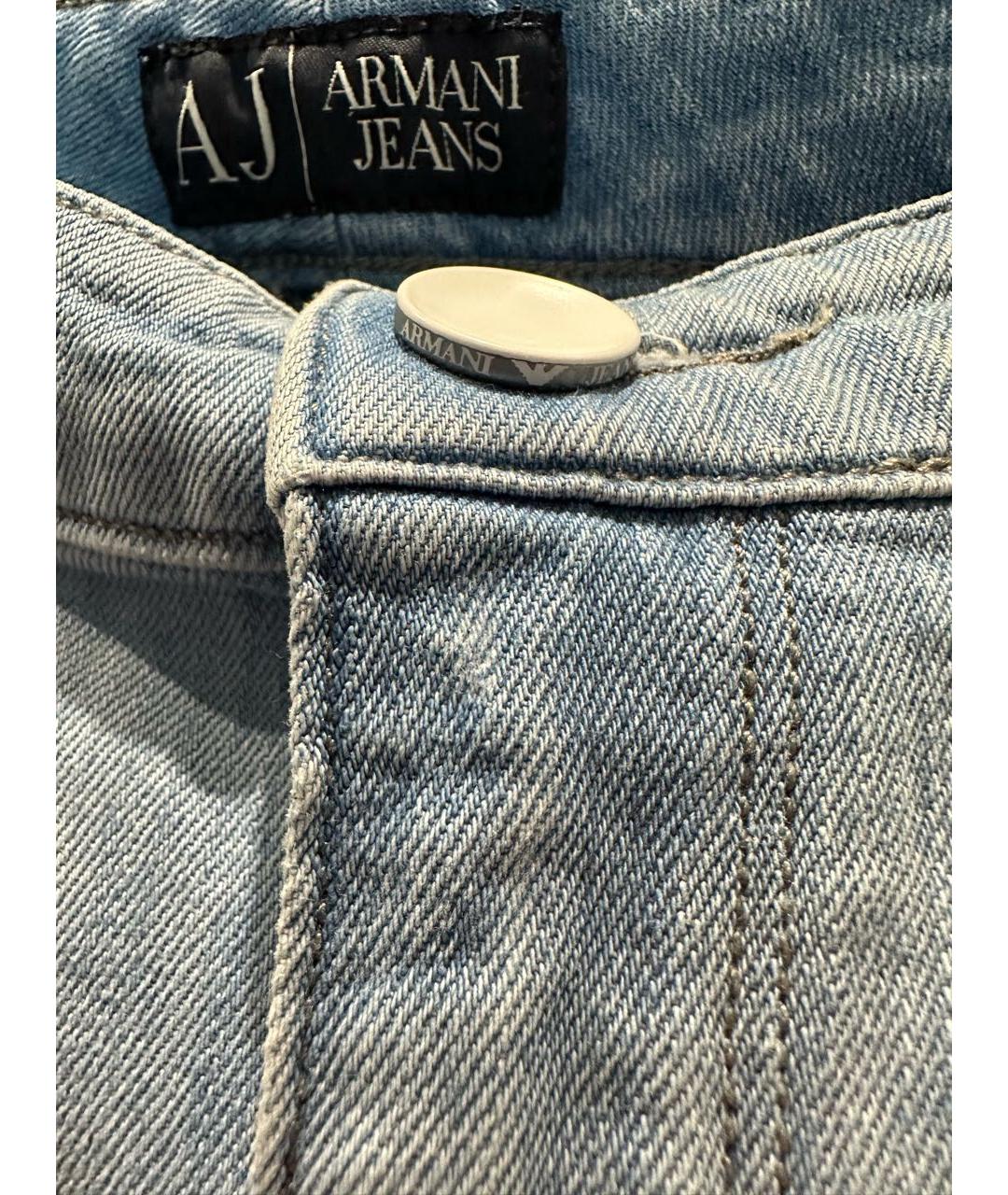 ARMANI JEANS Голубые хлопковые джинсы слим, фото 5