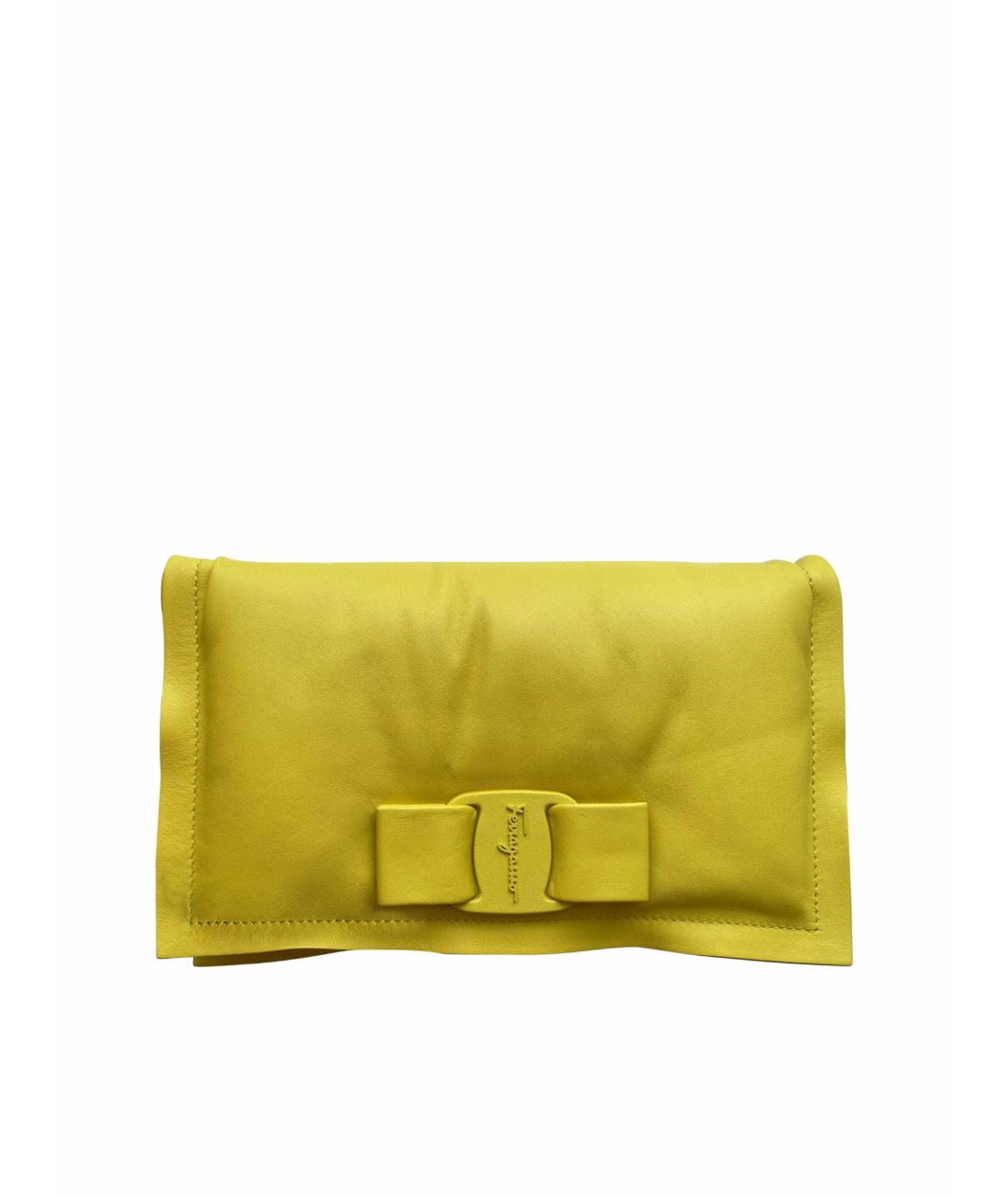 SALVATORE FERRAGAMO Желтая кожаная сумка через плечо, фото 1