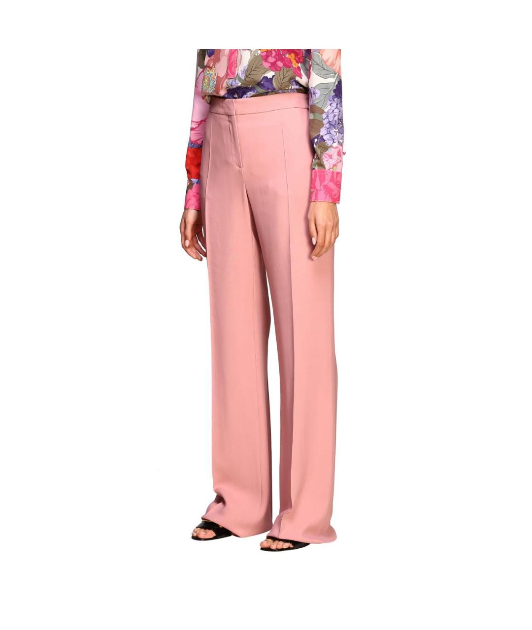 VALENTINO Розовые хлопковые прямые брюки, фото 2