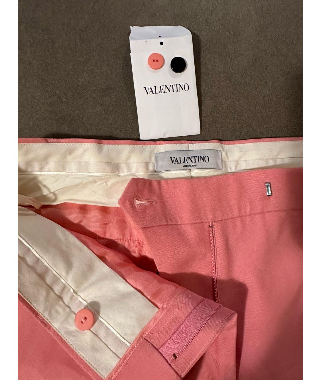 VALENTINO Розовые хлопковые прямые брюки, фото 4