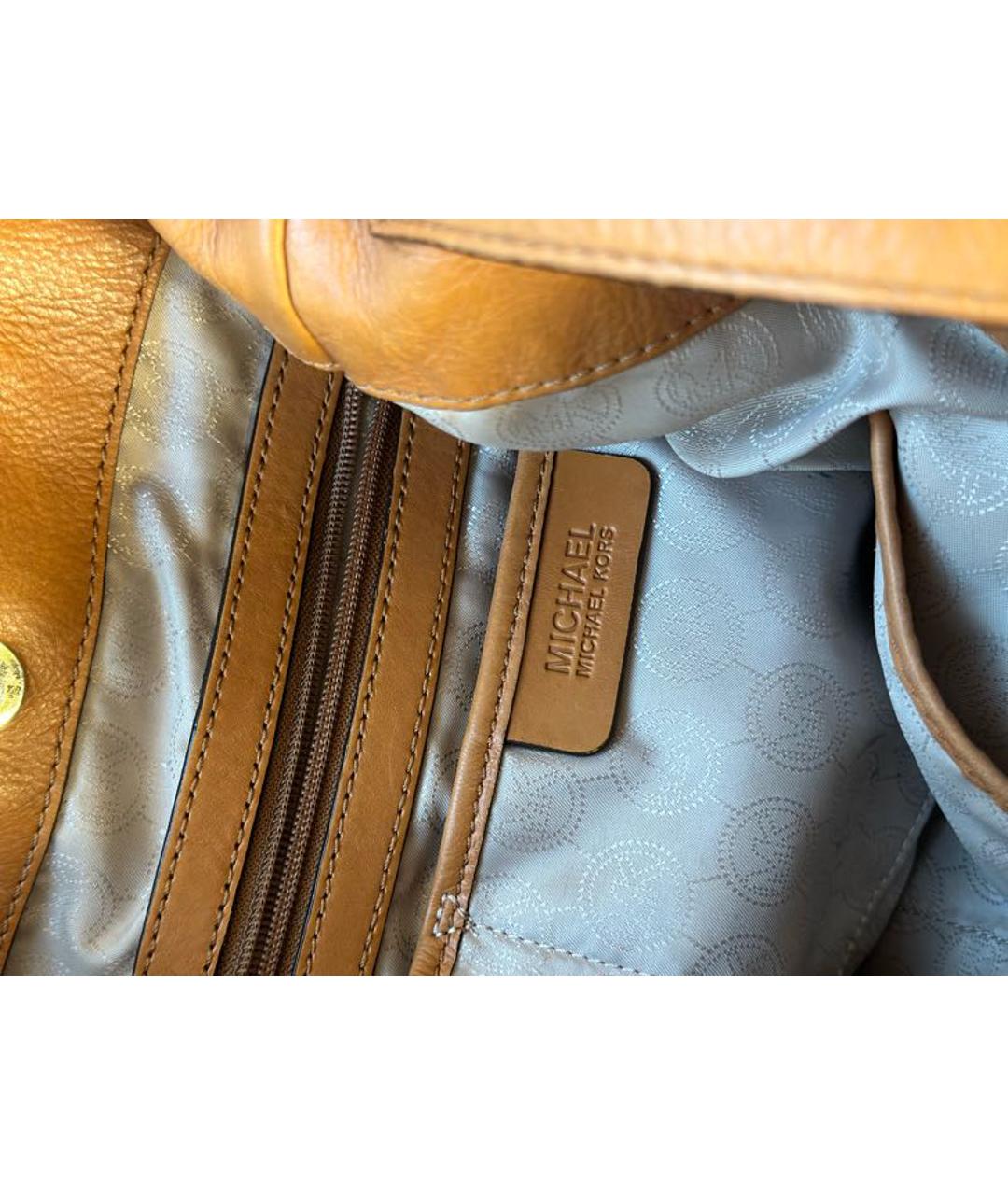 MICHAEL KORS Горчичная кожаная сумка тоут, фото 6