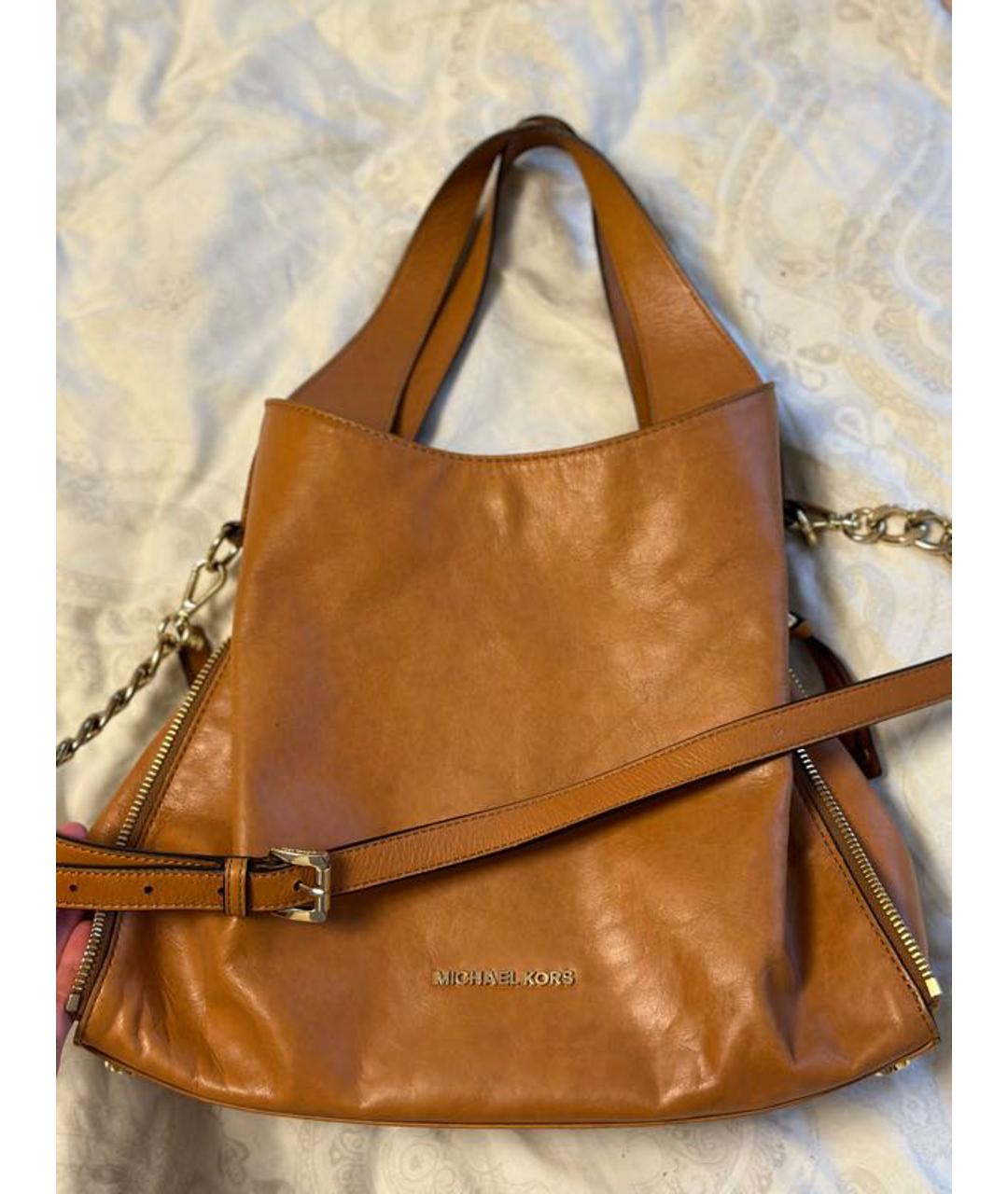 MICHAEL KORS Горчичная кожаная сумка тоут, фото 4