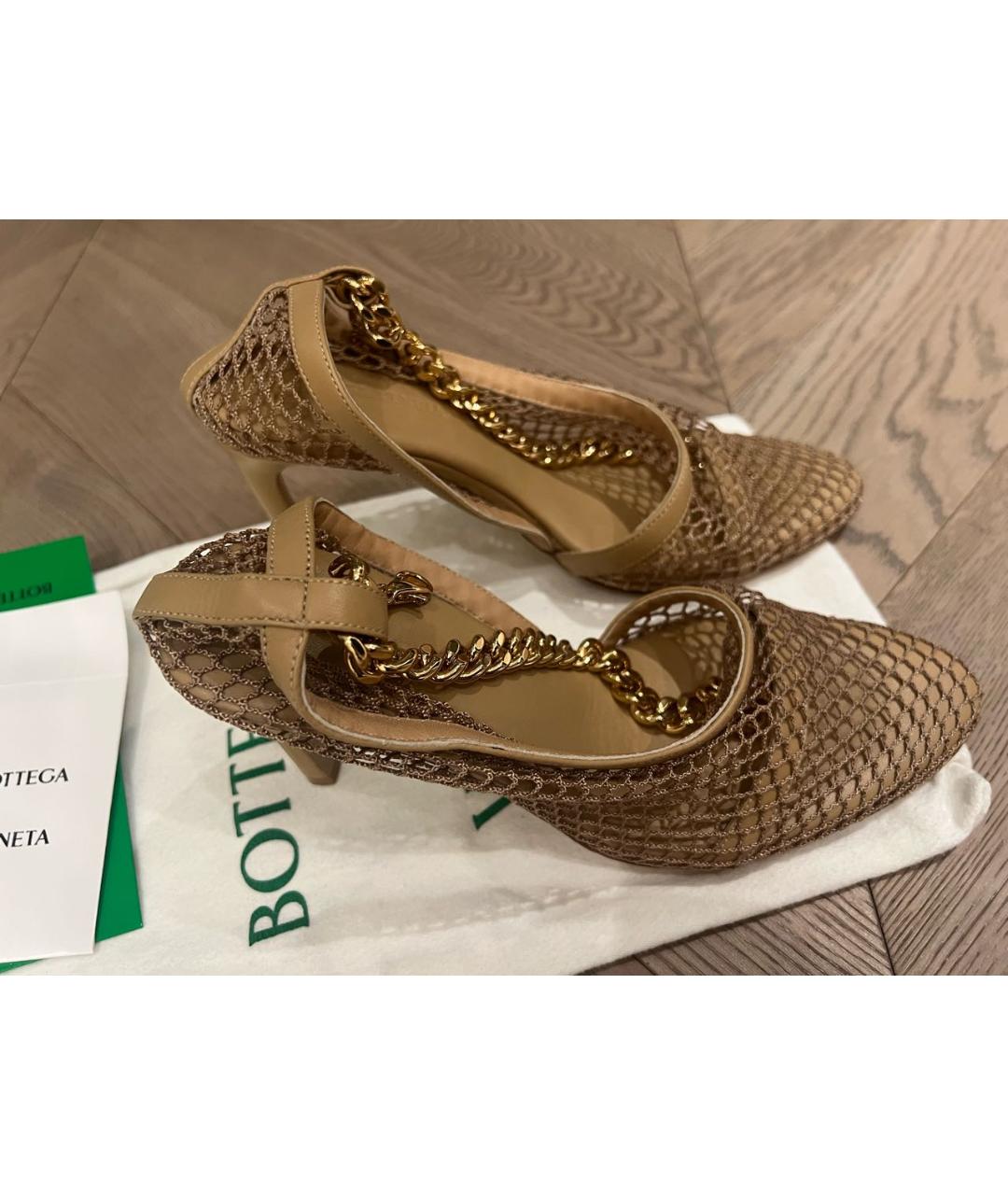 BOTTEGA VENETA Бежевые кожаные босоножки, фото 2