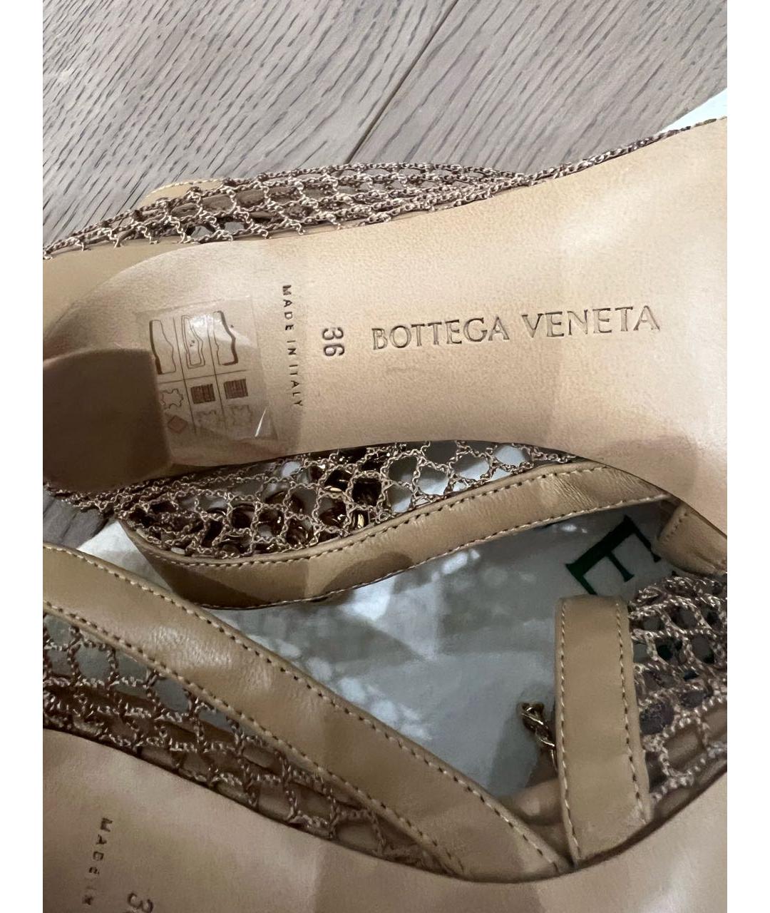 BOTTEGA VENETA Бежевые кожаные босоножки, фото 8