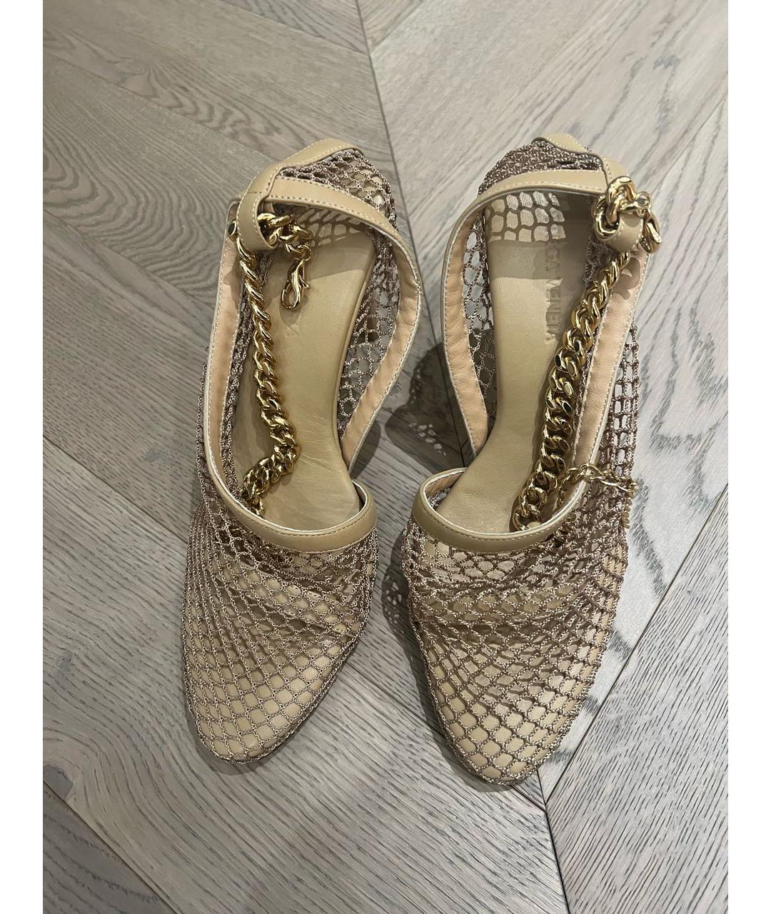 BOTTEGA VENETA Бежевые кожаные босоножки, фото 5