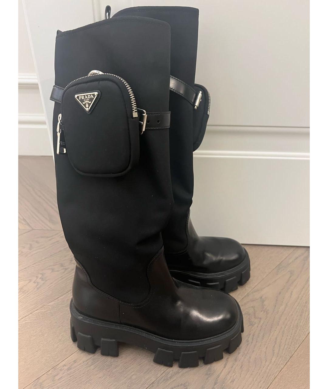 PRADA Черные кожаные сапоги, фото 6