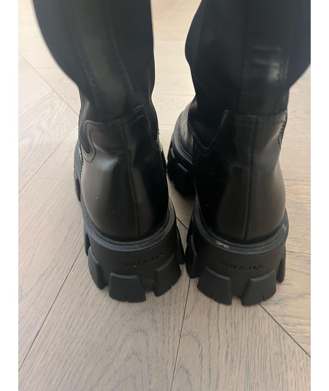 PRADA Черные кожаные сапоги, фото 3