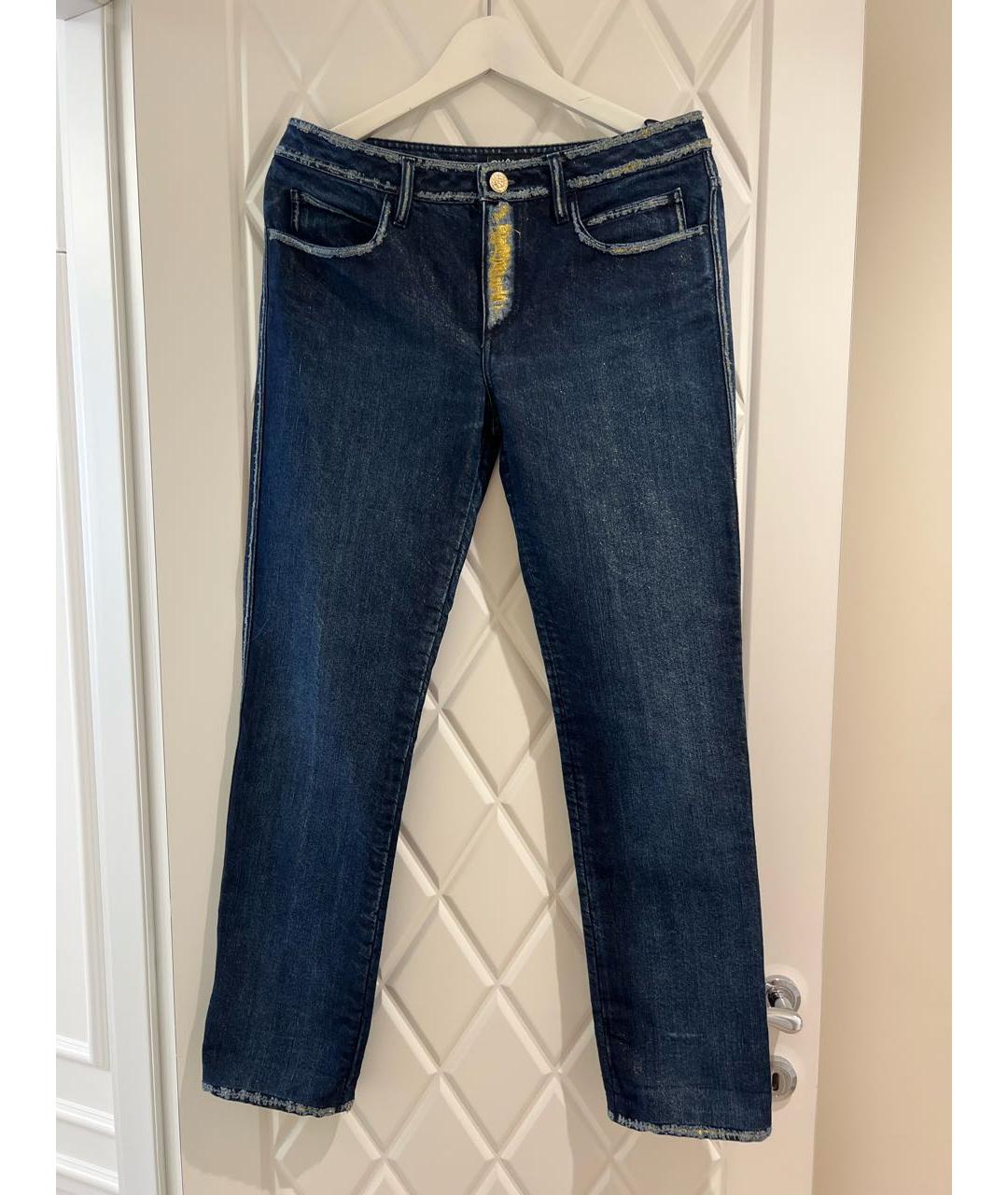 CHANEL PRE-OWNED Темно-синие хлопковые прямые джинсы, фото 9
