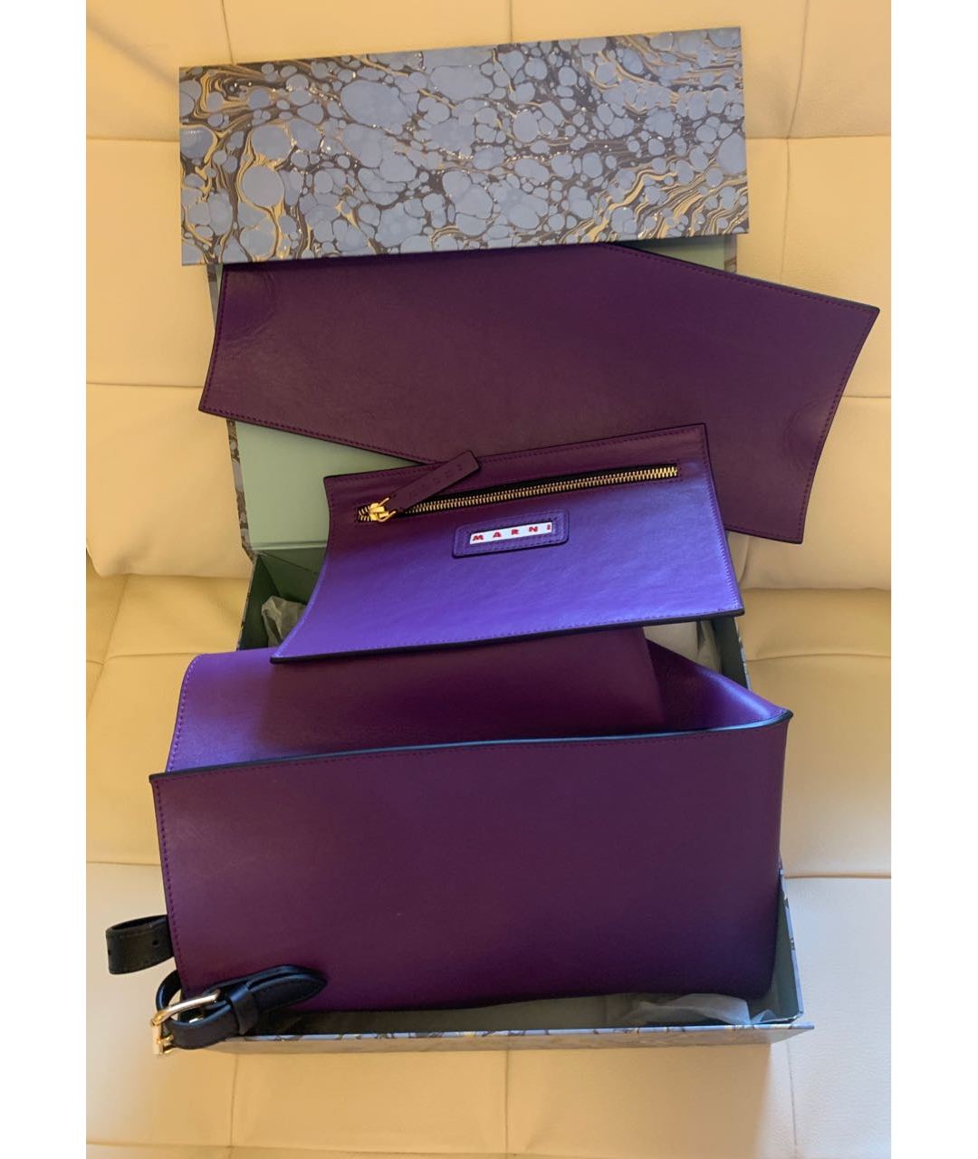 MARNI Фиолетовая кожаная сумка тоут, фото 8