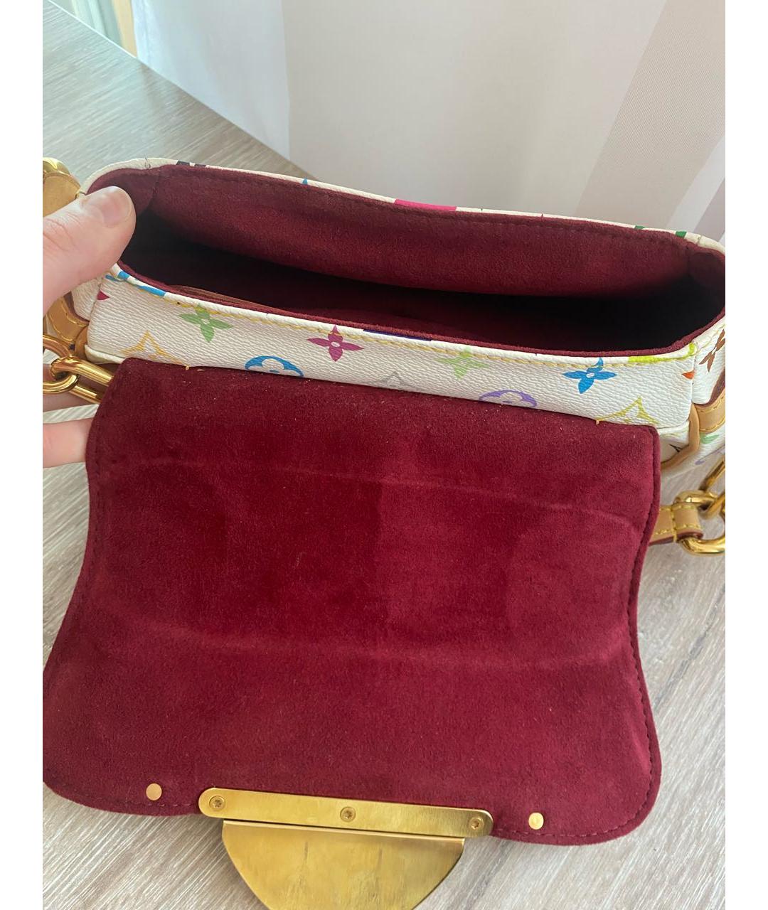 LOUIS VUITTON Белая кожаная сумка с короткими ручками, фото 5
