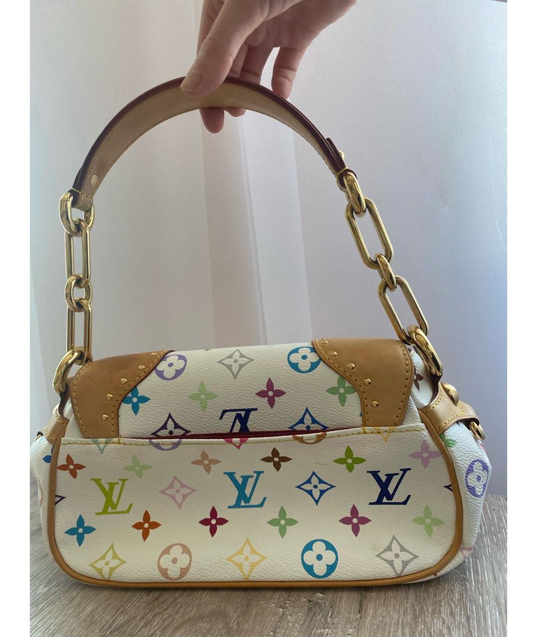 LOUIS VUITTON Белая кожаная сумка с короткими ручками, фото 3