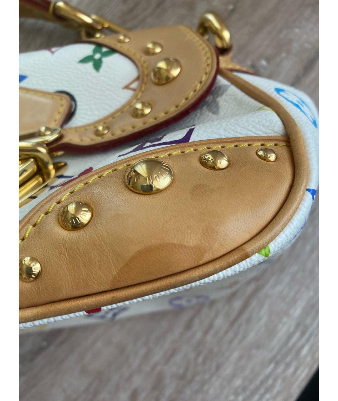 LOUIS VUITTON Белая кожаная сумка с короткими ручками, фото 8