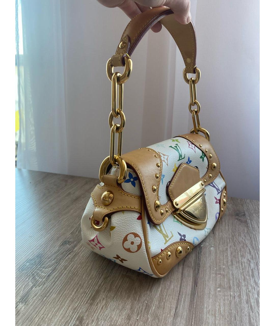 LOUIS VUITTON Белая кожаная сумка с короткими ручками, фото 2