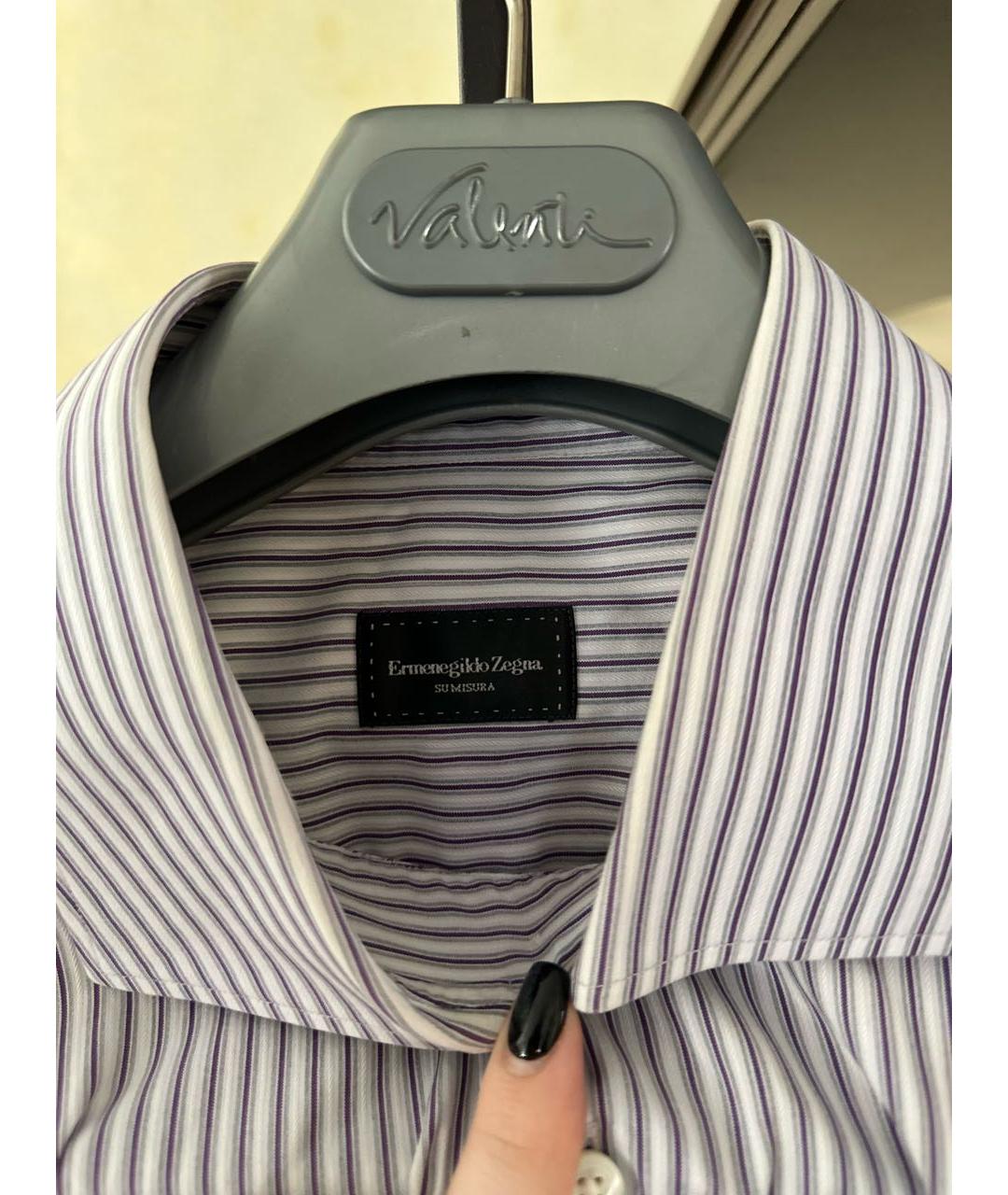 ERMENEGILDO ZEGNA Фиолетовая хлопковая классическая рубашка, фото 3