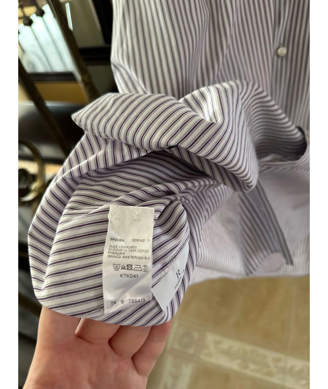 ERMENEGILDO ZEGNA Фиолетовая хлопковая классическая рубашка, фото 6