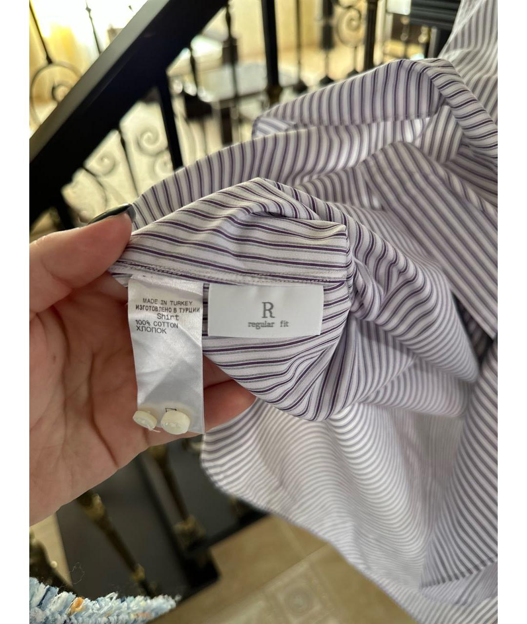 ERMENEGILDO ZEGNA Фиолетовая хлопковая классическая рубашка, фото 5