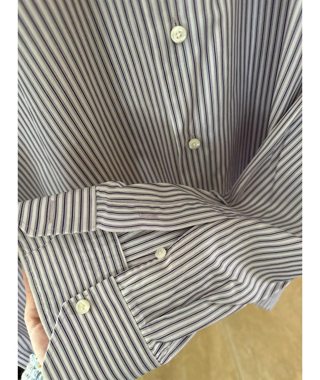 ERMENEGILDO ZEGNA Фиолетовая хлопковая классическая рубашка, фото 4