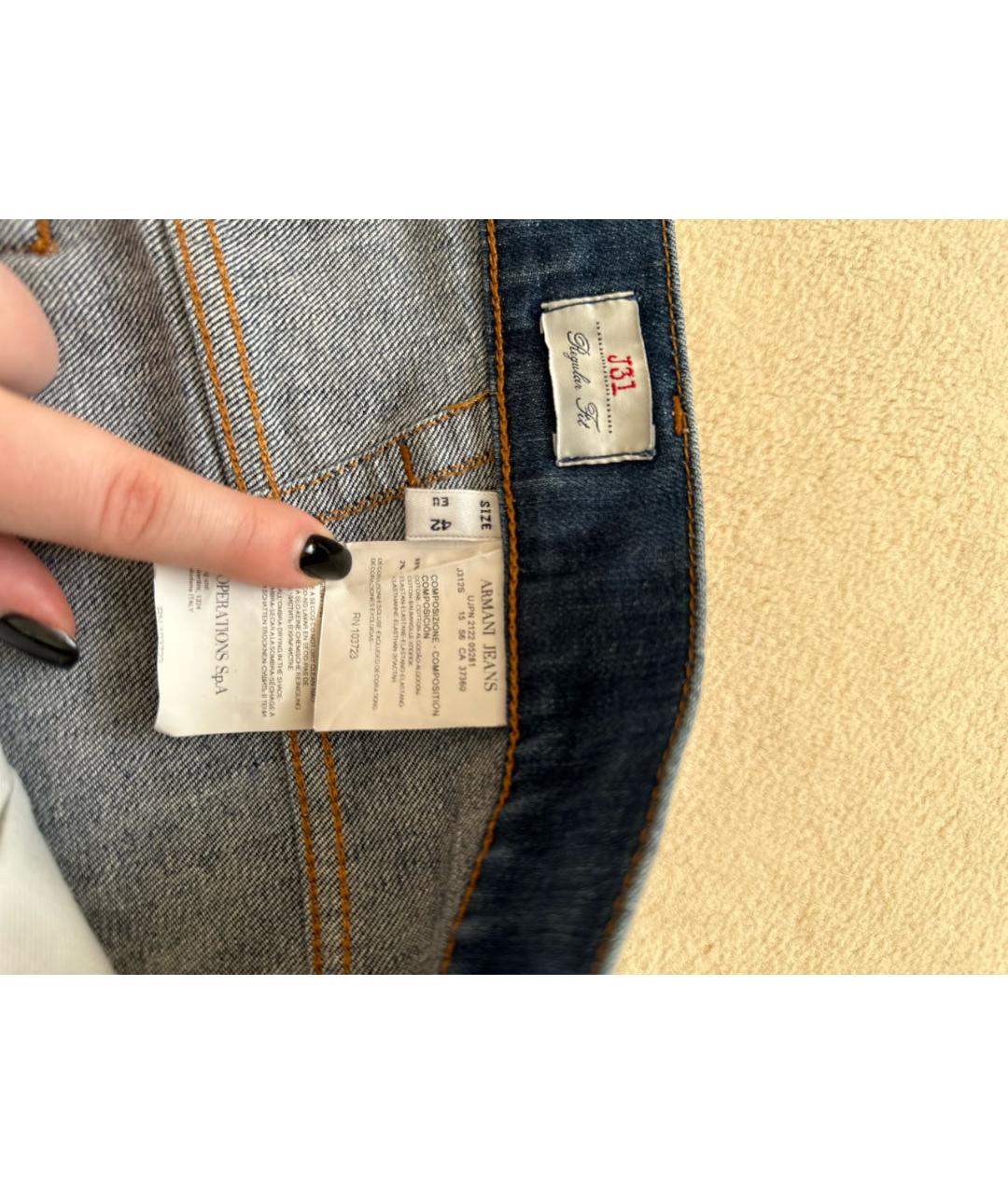 ARMANI JEANS Синие прямые джинсы, фото 6