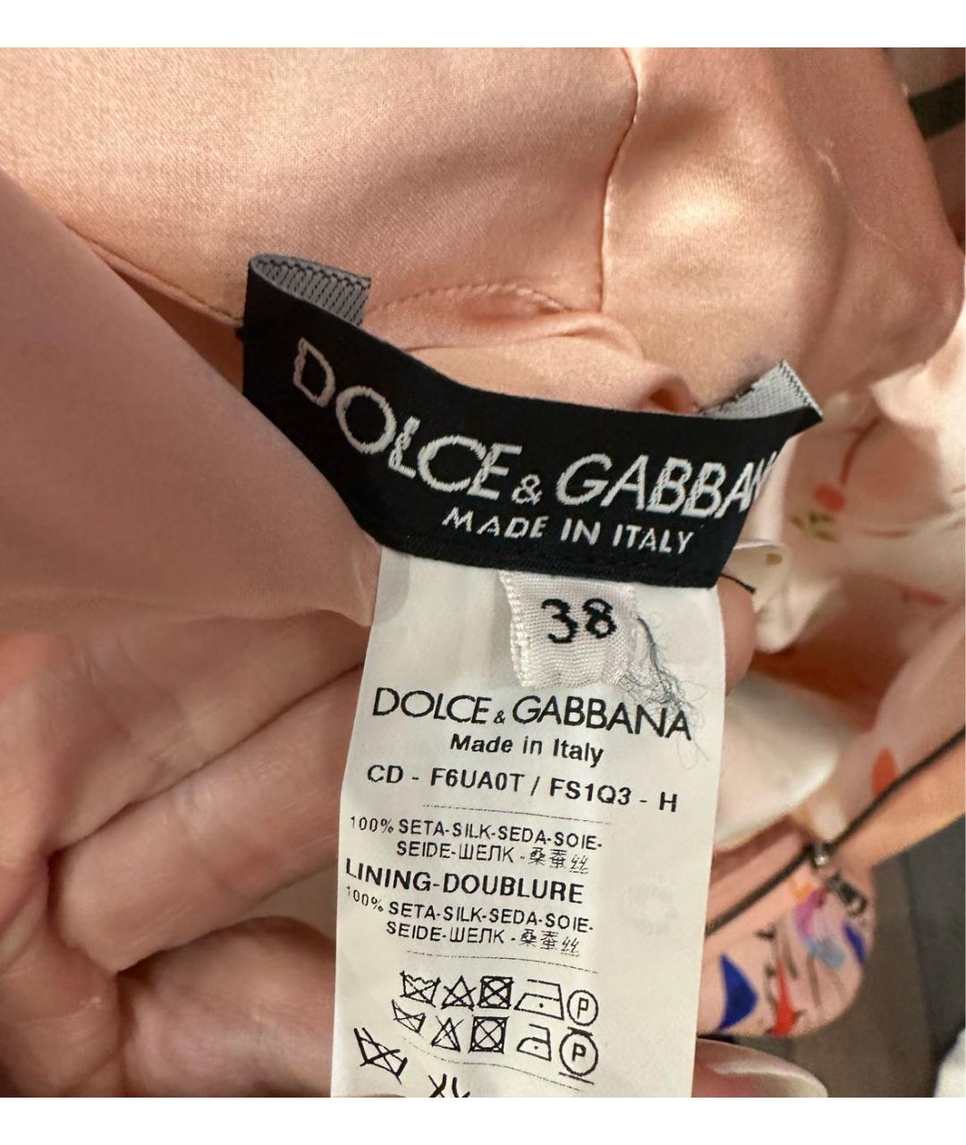 DOLCE&GABBANA Розовое шелковое коктейльное платье, фото 3