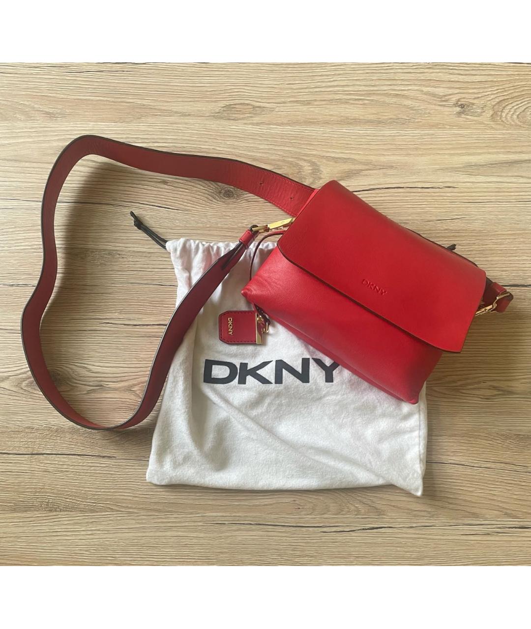 DKNY Красная кожаная сумка через плечо, фото 8