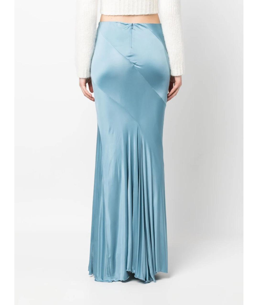 BLUMARINE Голубая вискозная юбка макси, фото 2
