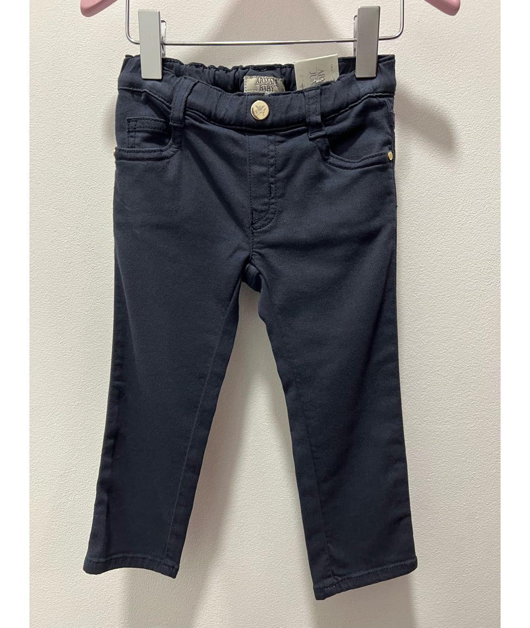 ARMANI JUNIOR Синие хлопковые брюки и шорты, фото 4