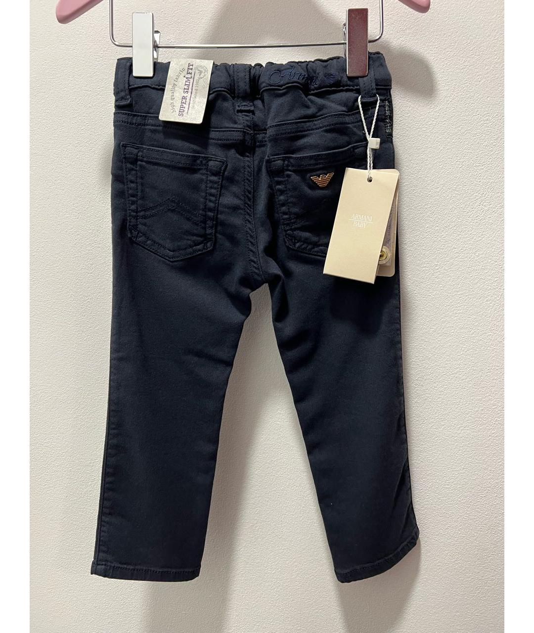 ARMANI JUNIOR Синие хлопковые брюки и шорты, фото 2
