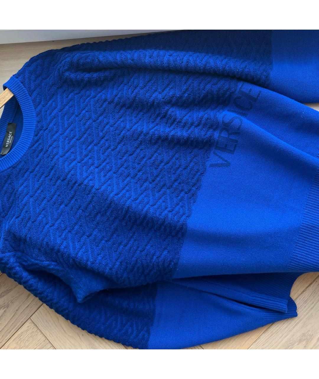 VERSACE Синий шерстяной джемпер / свитер, фото 2