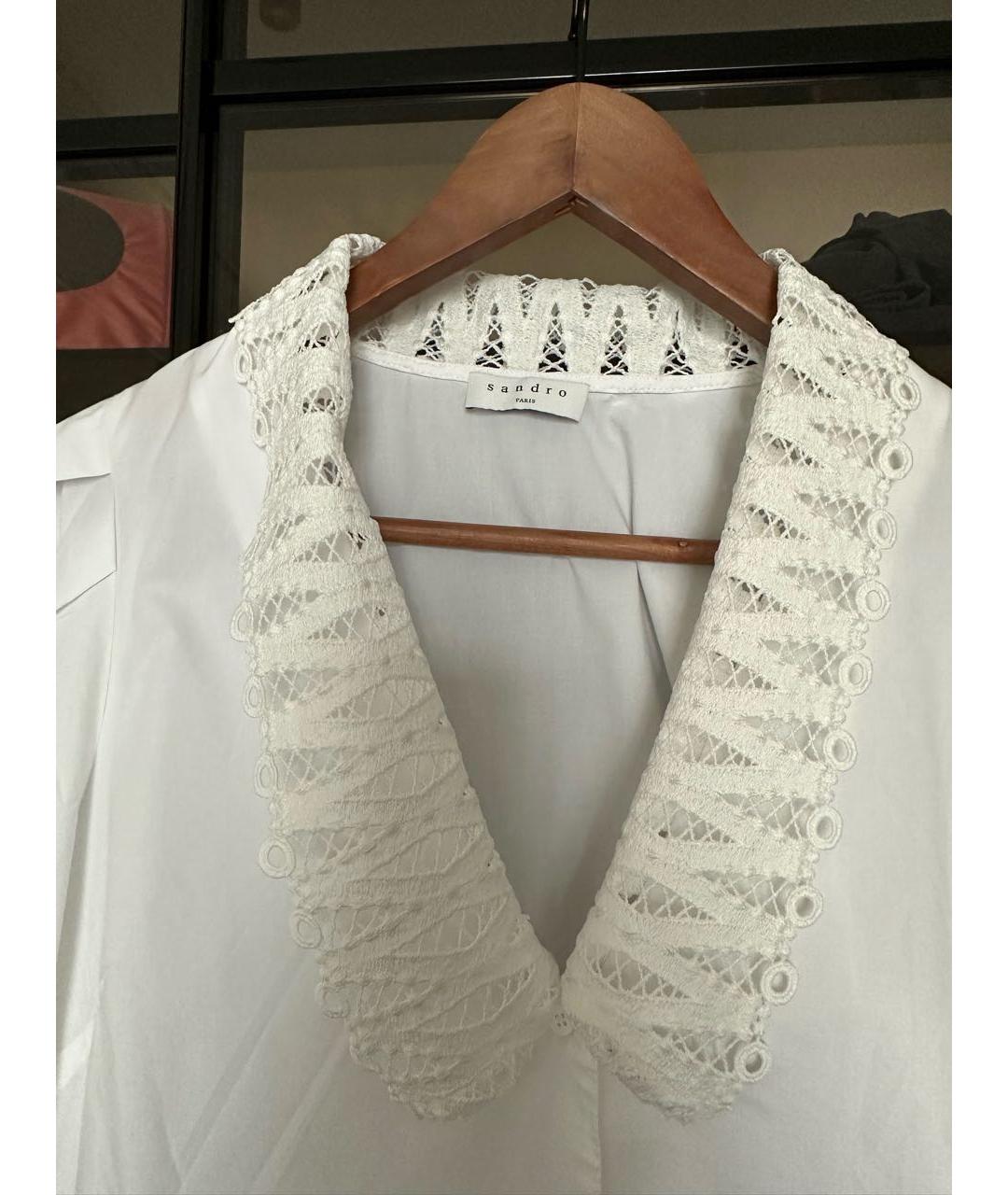 SANDRO Белая хлопковая блузы, фото 3