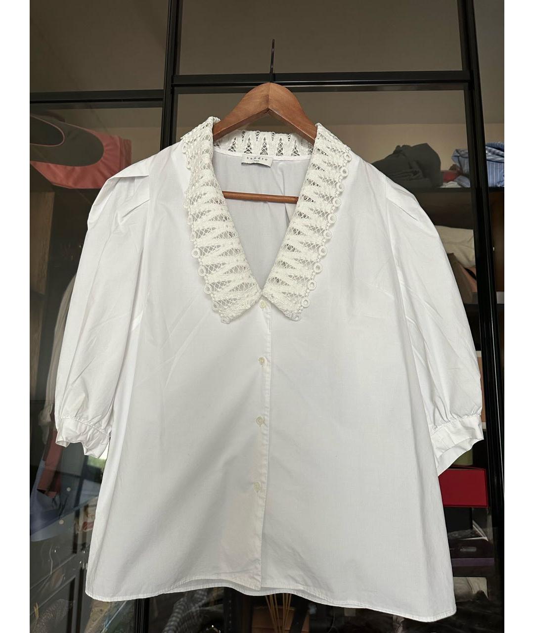 SANDRO Белая хлопковая блузы, фото 4