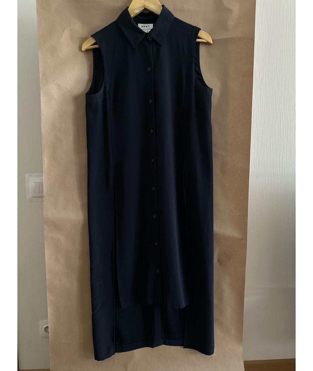 DKNY Темно-синее вискозное повседневное платье, фото 5