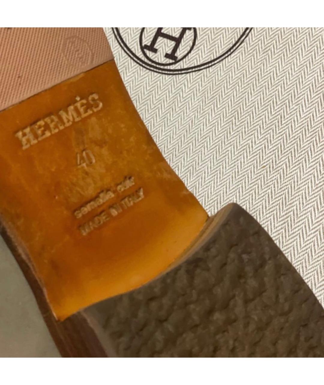 HERMES PRE-OWNED Бежевые нубуковые лоферы, фото 5