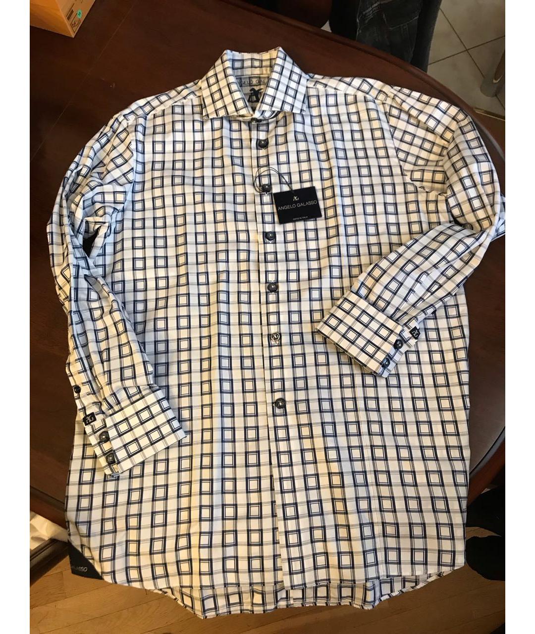 ANGELO GALASSO Белая хлопковая кэжуал рубашка, фото 5