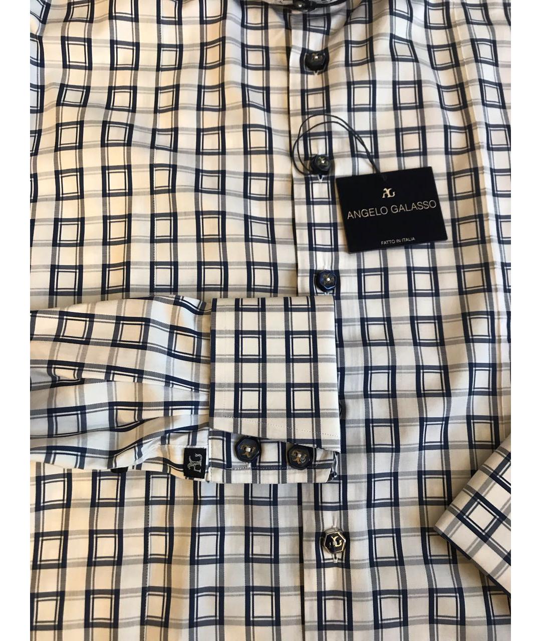 ANGELO GALASSO Белая хлопковая кэжуал рубашка, фото 3