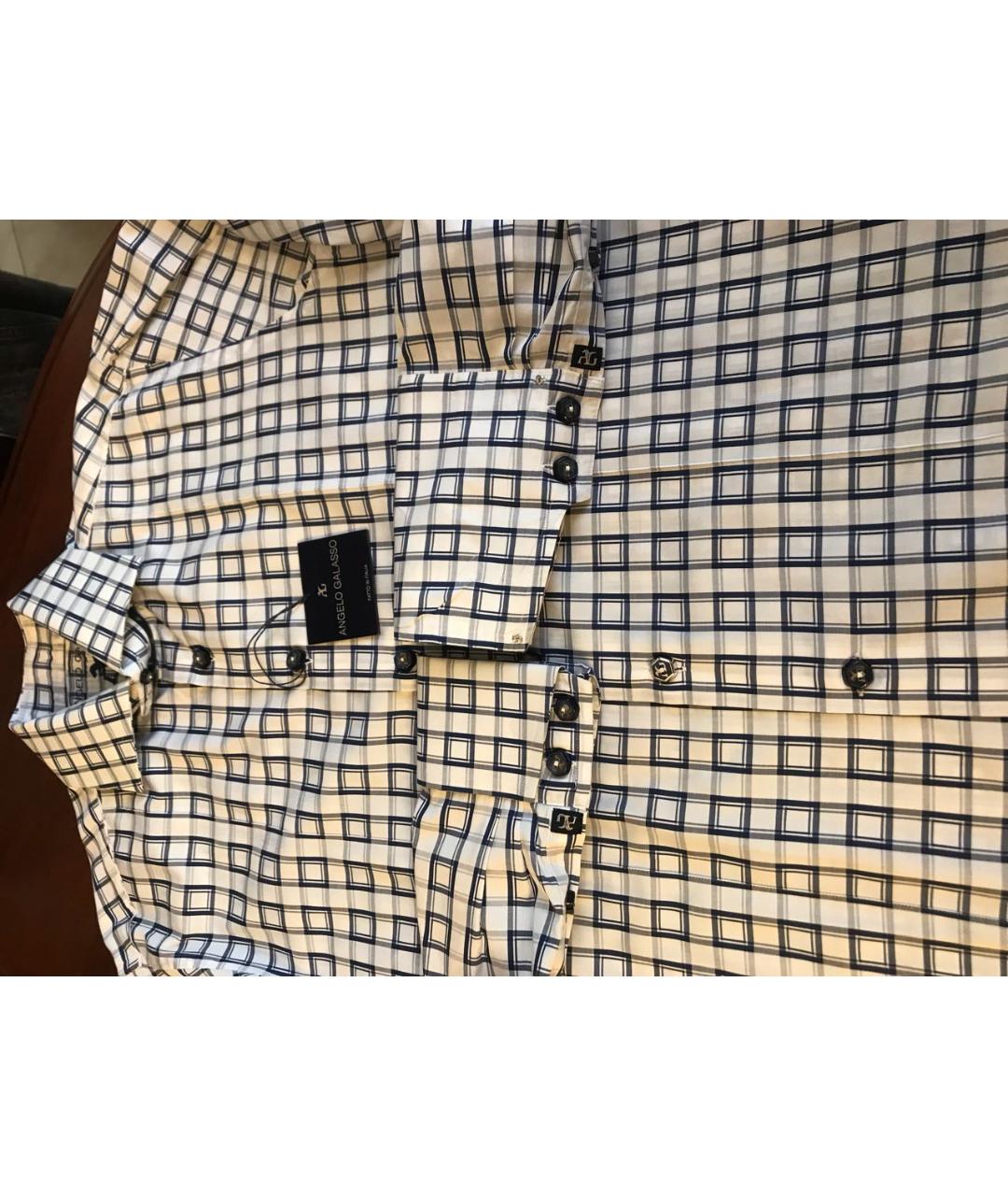 ANGELO GALASSO Белая хлопковая кэжуал рубашка, фото 4